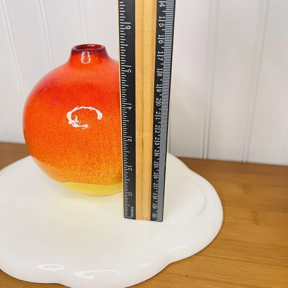 Vintage Crate & Barrel Drip Glaz Roy Bud Vase Atomic Red Orange Yellow MCM Style